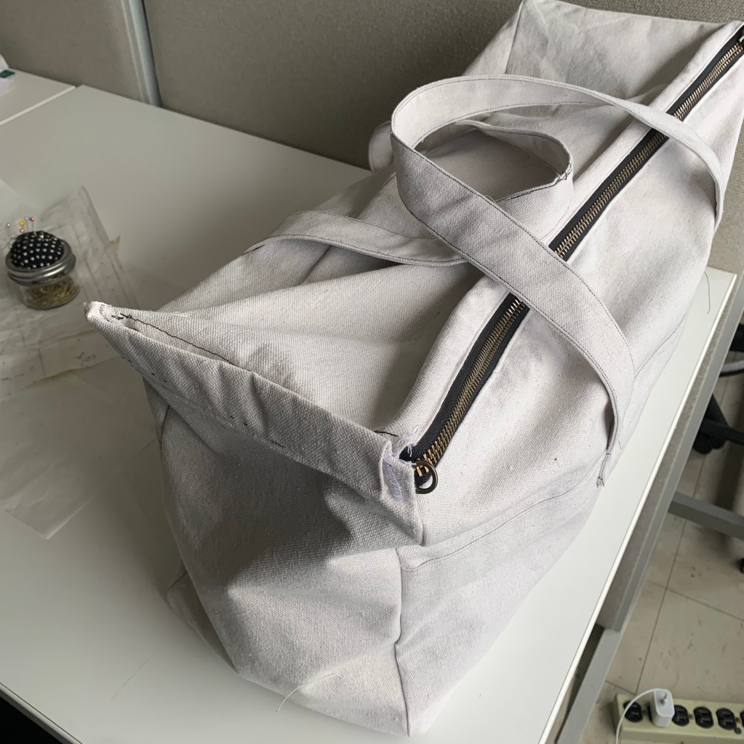 Completed drop cloth bag