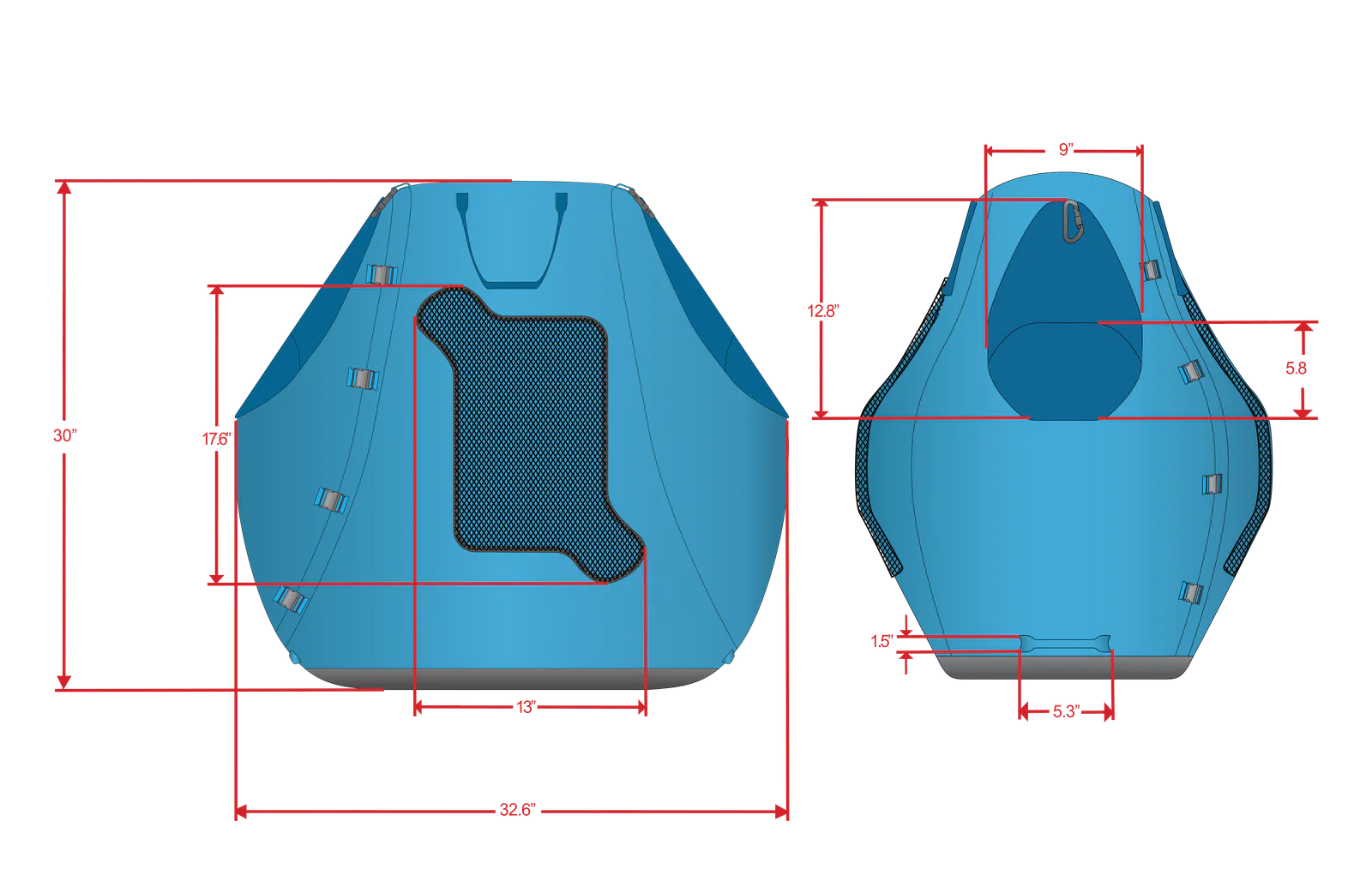 Big Pup Carrier dimension drawing placeholder