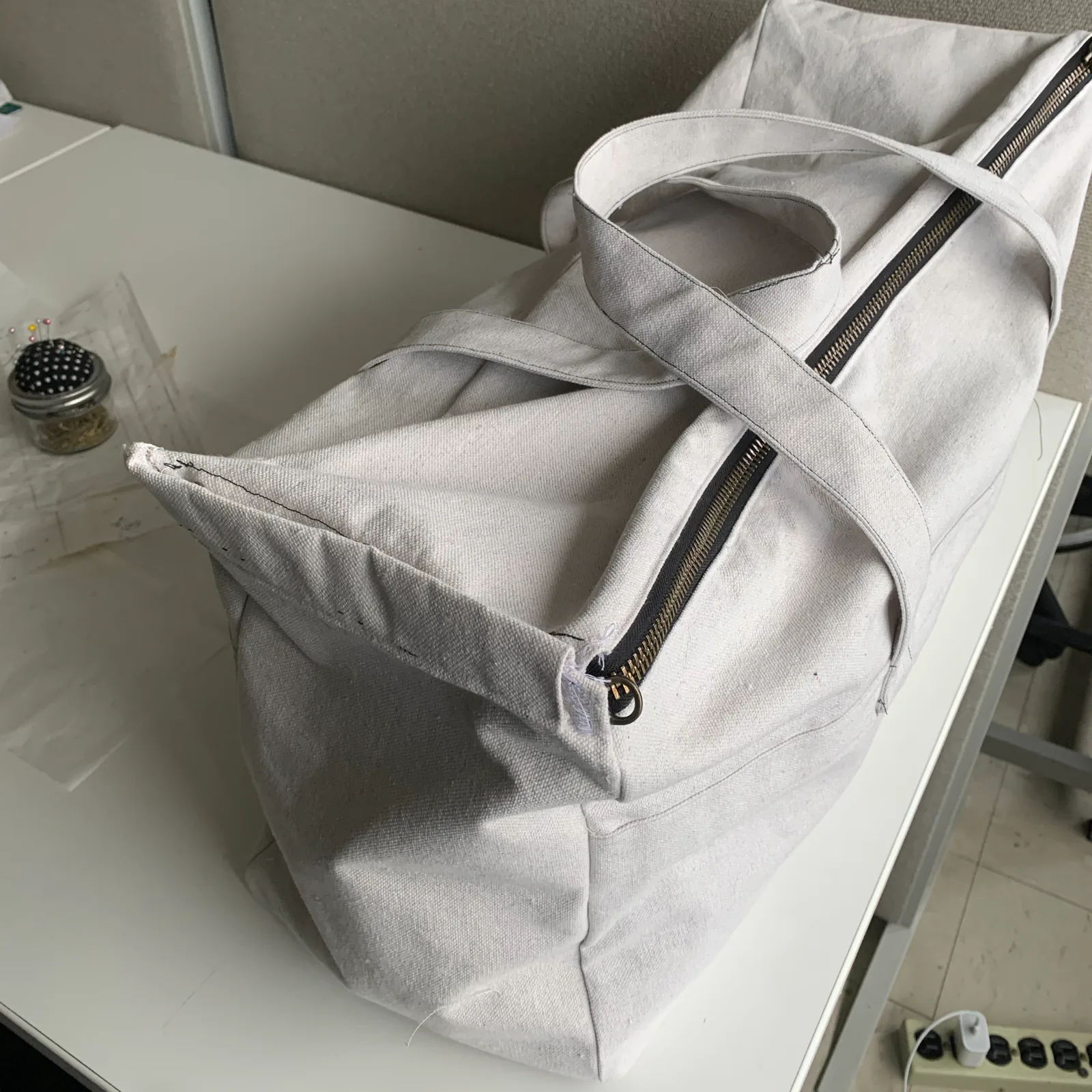 Completed drop cloth bag